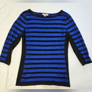 Women's Roz & Ali Blue & Black Striped Top (medium)